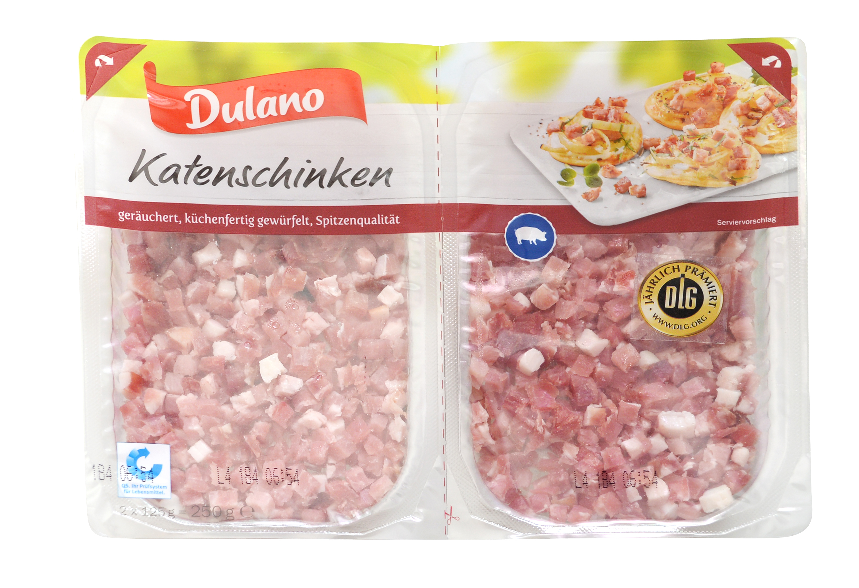 Dulano (Lidl) · Delikatess Katenschinken gewürfelt (2 x 125 Gramm) Adler  Schwarzwald GmbH & Co. KG Wurst aus Schweinefleisch Lebensmittel / Getränke  / Tabakwaren Fleisch / Wurst / Geflügel Wurstwaren · mynetfair